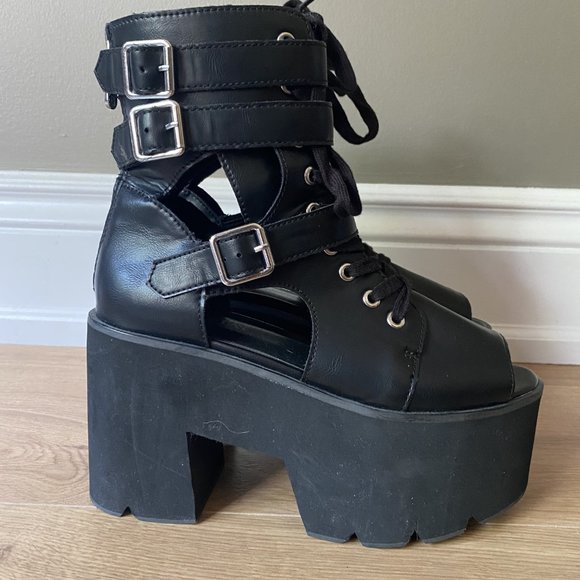 Killstar Open Toe Platform Boots - Picture 2 of 5